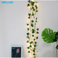 SOLLED พืชเทียม LED,แสงสีเขียวใบเมเปิ้ลโคมไฟพวงมาลัย DIY แบตเตอรี่ไฟแขวน