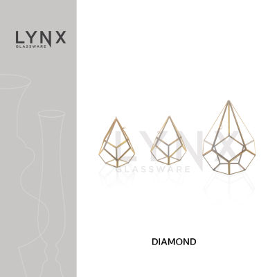 LYNX - Diamond  - แจกันกระจก ทรงเรขาคณิต ทรงพีระมิด สำหรับตกแต่งบ้านสมัยใหม่และมีสไตล์ -ไม่สามารถใส่น้ำได้