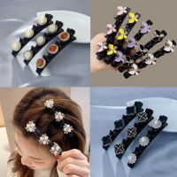 ﹍ Sparkling Crystal Stone Braided Hair Clips Double Bangs Braided Barrettes Hairpins Women Girls Headwear Hair Styling Accessories