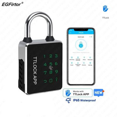 【YF】 TTLock Password Bluetooth Padlock Touch Screen RFID IC Card Key Home Security Waterproof Cabinet Electronic Bag Luggage