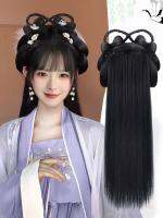 เครื่องประดับศีรษะ Hanfu ชุดโบราณที่คาดผมขี้เกียจแบบชิ้นเดียวกระเป๋าปลอมสำหรับผู้หญิงหมวกเต็มรูปแบบสไตล์โบราณเครื่องประดับผมมวยทำผมสไตล์หมิง