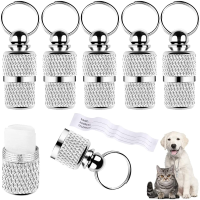 10 pieces of cat and dog tag animal tag with key ring address set silver.