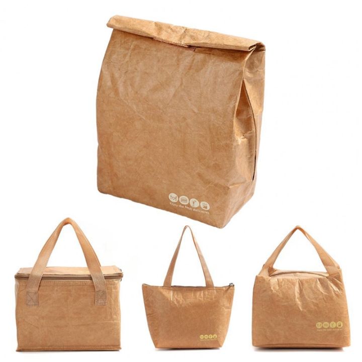 kraft-paper-collapsible-cold-retention-food-cooler-bag-bento-bag-picnic-hiking-thermal-insulated-bag-lunch-bag