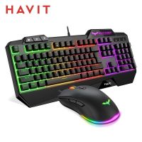 HAVIT KB558คีย์บอร์ดสำหรับเล่นเกมแบบมีสายเมาส์ชุด RGB แสงไฟ104ปุ่มพร้อมที่พักข้อมือเราแป้นพิมพ์เค้าโครงเยอรมันสหราชอาณาจักรสำหรับแล็ปท็อปพีซี