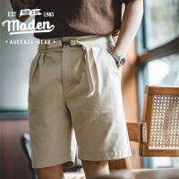 ☑☏☊ Maden ใหม่ กางเกงขาสั้นลําลอง ทรงตรง ลายธีมเดินเรือ สีกากี แฟชั่นฤดูร้อน สไตล์เรโทร สําหรับผู้ชาย 2022