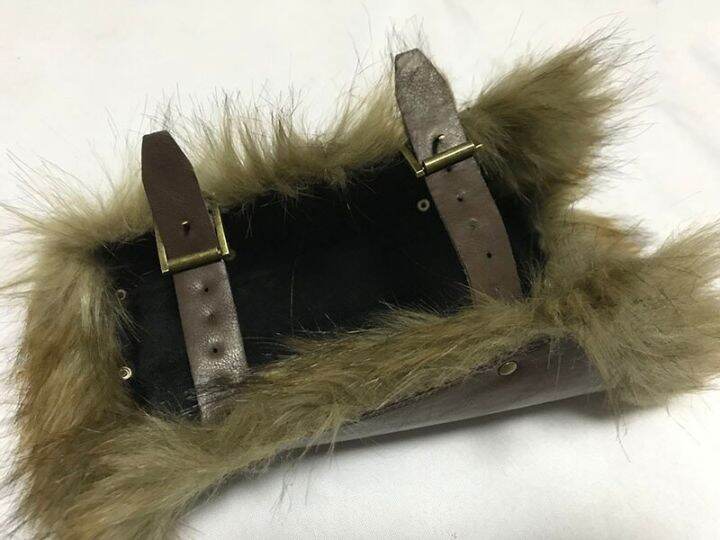 fur-arm-bracer-ยุคกลาง-vikings-larp-knight-หนัง-barbarian-slave-เครื่องแต่งกายผู้ใหญ่ผู้ชายหัวเข็มขัดเกราะ-rivet-archer-gauntlet-gear