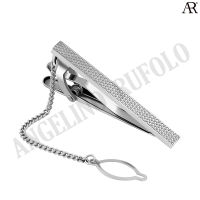 ANGELINO RUFOLO Tie Clip ดีไซน์ Silver Beehive เข็มหนีบเนคไทโรเดียมคุณภาพเยี่ยม ตัวเรือนสีเงิน