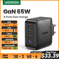 Ugregreen ที่ชาร์จ GaN 65W,ชาร์จเร็ว4.0 3.0 Type C PD เครื่องชาร์จ USB QC 4.0 3.0ผนังชาร์จเร็วสำหรับ iPhone แล็ปท็อป13 12 Xiaomi