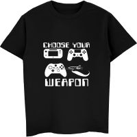 เสื้อยืดคอกลมcrew neckใหม่ เสื้อยืดแขนสั้น ผ้าฝ้าย พิมพ์ลาย Choose Your Weapon Gamer แฟชั่นสําหรับผู้ชายS-4XL  T0JI