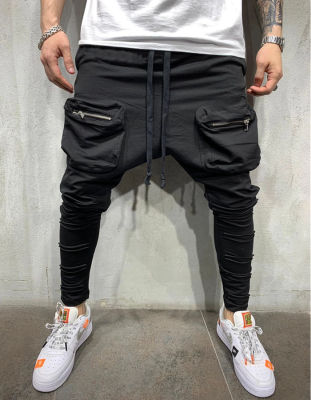 2021Mens elastic waist harem pants solid jogger street sportswear 2021 new loose trousers mens casual pants Drop pants