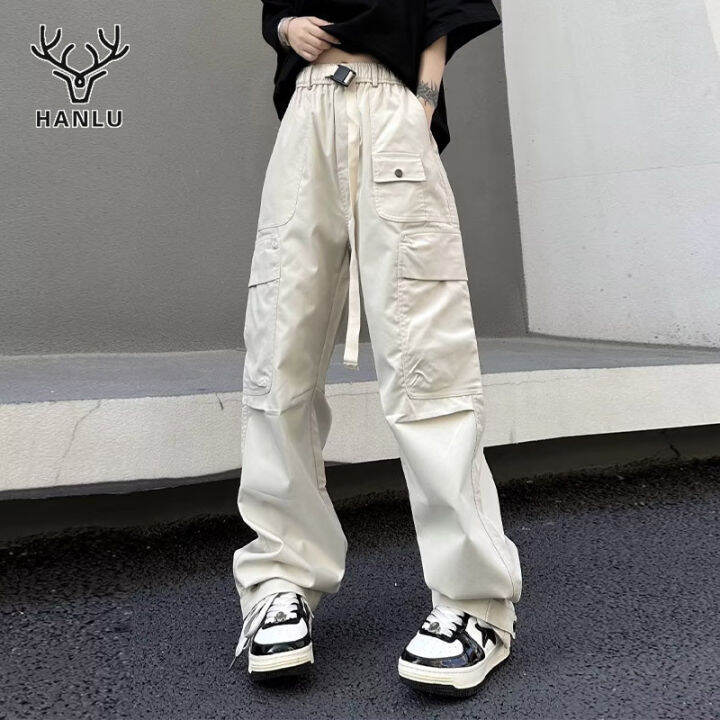 Hanlu Cargo pants multi-pocket straight sweatpants Hip-hop dance pants ...