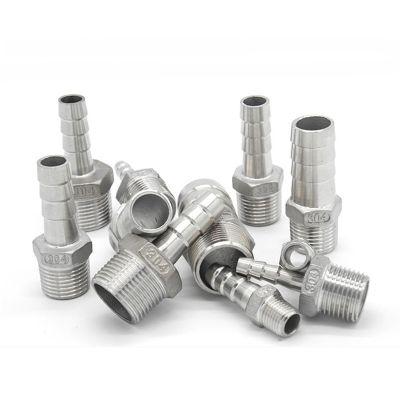 Stainless Steel Male BSP 1/8 quot; 1/2 quot; 1/4 quot; 3/4 quot; Thread Pipe Fitting Barb Hose Tail Connector 6mm to 25mm Tools Accessory