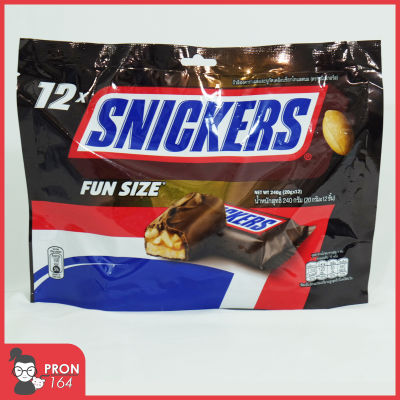 SNICKERS Fun Size (ตราสนิกเกอร์ส)ถั่วลิสงคาราเแลและนูกัตเคลือบช็อกโกแลตนม**240กรัม/12ชิ้น