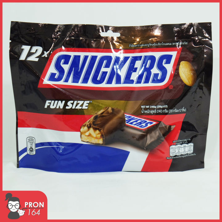 snickers-fun-size-ตราสนิกเกอร์ส-ถั่วลิสงคาราเแลและนูกัตเคลือบช็อกโกแลตนม-240กรัม-12ชิ้น