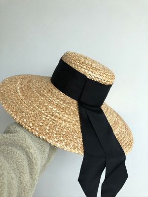 หมวกสาน หมวกปีกกว้าง หมวกสานจากต้นข้าว หมวกพับได้ หมวกใส่กันแดด หมวกใส่เที่ยวทะเล ดีไซร์หรูหรา ถักสานหนาแน่นและสวยงาม น้ำหนักเบา