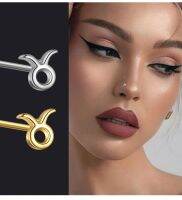 1PC Small 12 Constellations Gold Color Nose Studs For Women Men Round Head Metal Piercing Earrings Nose Rings Punk Jewelry 2023 Electrical Connectors