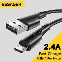 Essager สายเคเบิลไมโคร USB สายเคเบิลข้อมูลสายชาร์จอย่างรวดเร็วสำหรับ Xiaomi Realme Redmi Note มือถือซัมซุงสายชาร์จโทรศัพท์สายยูเอสบีขนาดเล็ก