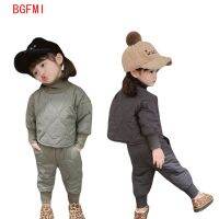 Fashion Childrens Thick Set Winter Baby Girls Warm Turtleneck Coat +pant Sets Kid Gray Casual Suit 0-5 Years Boys Autumn Cotton