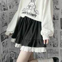 【CC】❀☁  HOUZHOU Kawaii Skirts Ruffle Patchwork Waist Short Skirt Soft