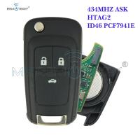 กุญแจรถยนต์รีโมทฝาพับ Remtekey สำหรับ Chevrolet Aveo Cruze 2011ออร์แลนโด2012 Hu100 434 Mhz ชิปอิเล็กทรอนิกส์46 3ปุ่ม