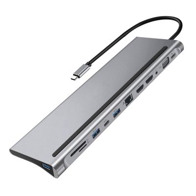 12-In-1 USB Type-C ฮับ USB USB 3.1เพื่อ Dual HD-Compatible 4K USB แยกแท่นวางมือถือสำหรับ Microsoft Surface Book 2 Feona