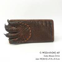 Prang Crocodile Leather Long Bi-fold Wallet กระเป๋าสตางค์ สองพับยาว หนังจระเข้ C-W22ขาถัก(M)-AY