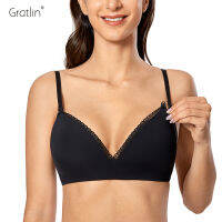 Gratlin พยาบาล สายฟรีเบาะรองนั่งคลอดบุตร Cross Back ผู้หญิงเซ็กซี่ไม่มีรอยต่อชุดชั้นในให้นมบุตร