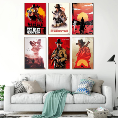 Red Dead Redemption 2เกมตกแต่งโปสเตอร์ศิลปะ Wall Art ของขวัญส่วนบุคคล Modern Family Bedroom Decor 24X36ผ้าใบ Posters