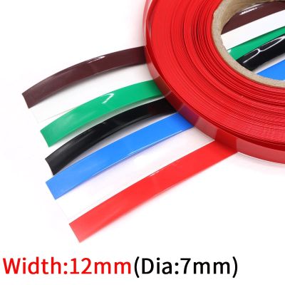 5M Dia 7mm PVC Heat Shrink Tube Width 12mm Lithium Battery Insulated Film Wrap Protection Case Pack Wire Cable Sleeve