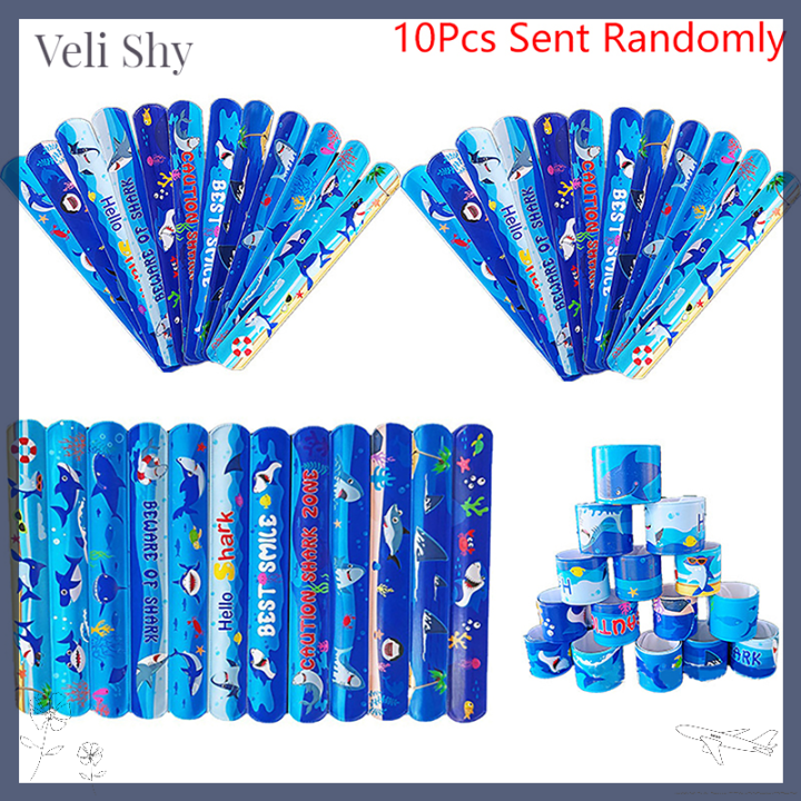 veli-shy-ตบฉลามสีน้ำเงินสุดเท่10ชิ้น-ของขวัญกำไลสัตว์ทะเลปาร์ตี้การ์ตูนฉลามของตกแต่งเด็กผู้ชายมีความสุขในงานปาร์ตี้ริมชายหาดฮาวาย