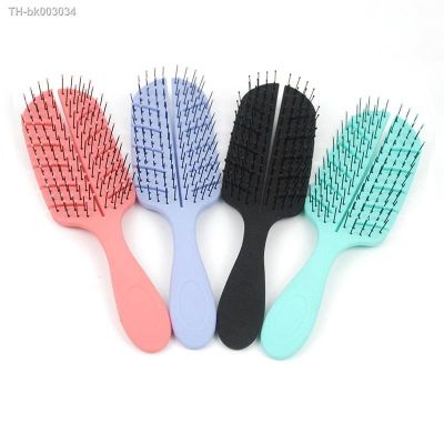 №☋ Leaf Shape Hollowing Out Hair Scalp Massage Comb Hairbrush Wet Curly Hair Brush for Salon Hairdressing Styling Tools