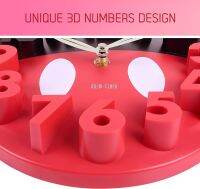 MEIDI CLOCK Mickey Mouse Concept Wall Clock - 3D Numbers, Silent Quartz Movement, 12" [นาฬิกาแขวนผนัง ] Black on Red