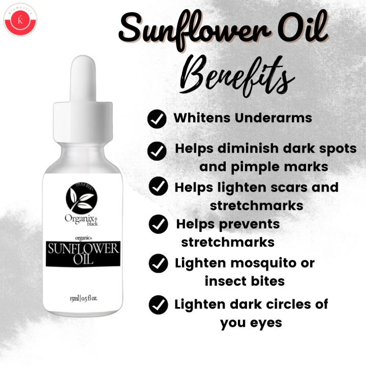 Organix+ Black Pure Organic Sunflower Oil for Face, Hair and Body, Hair Grower, Scar Remover