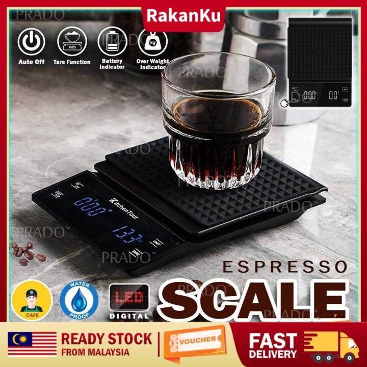 PRADO Malaysia Digital Coffee Espresso Scale Accuracy 0.1g 3000g with