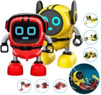 [2 Pack] Novelty Battle Gyro Robot Game Toy Spinning Top Set Battle Gyro Pull Back Car, Entertainment with Multiple gameplay transformable robot