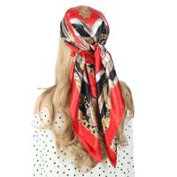 【LZ】ﺴ۞✐  90x90cm quadrado lenço de cabeça de seda das mulheres verão preto vermelho hijab bandana feminino xale envoltório bandana foulard cachecóis de cabelo atacado