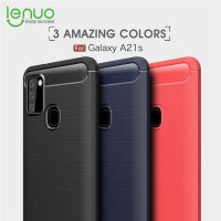 Lenuo สำหรับ Samsung Galaxy a21s Case-คาร์บอนไฟเบอร์ซิลิโคนขัดโทรศัพท์มือถือ TPU ปกหลัง