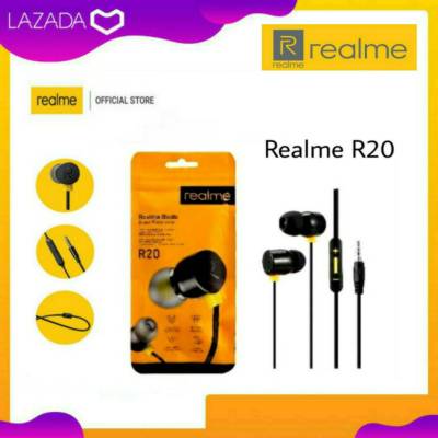 หูฟังRealme รุ่น R20 แจ๊ค3.5MM หูฟังเสียงดี หูฟังแท้ คุยสายได้ ใช้งานได้กับทุกรุ่นของRealme ยสำหรับรุ่น realme5 5i 5S 6 6i C1 C2 C3 C11 C12