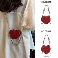 Summer portable mini bag girls 2023 new mini chain Messenger high-quality wine red love bag 【QYUE】