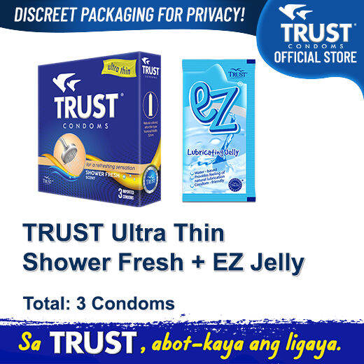 Trust Condoms Ultra Thin Shower Fresh 1 Pack + EZ Lubricating Jelly 10g