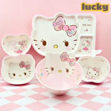 Sanrio Cartoon Snack Tray Kawaii Hello Kitty My Melody Fruit Saucer  Household Imitation Porcelain Plate Cute Children's Plate