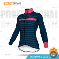 Winter Cycling Jersey Women Jacket Thermal Fleece Sweatshirt Lady Bicycle Long Sleeve Tops Ropa Ciclismo Female Bike Training