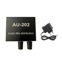 AU-202 Audio Distributor For Headphone External-Power AMP 2 Input 2 Output EU Plug