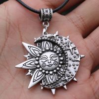 Vintage Viking Sun Moon Totem Pendant Necklace Unisex Trend Amulet Necklace Jewelry