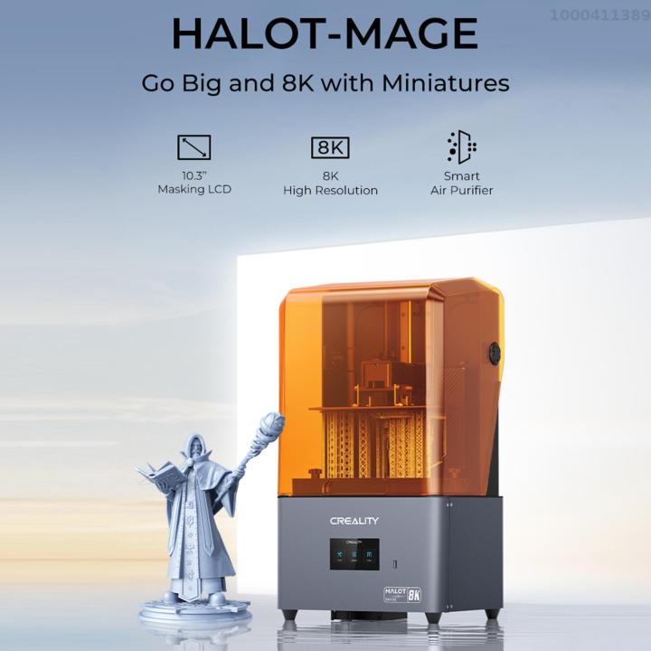 เครื่องพิมพ์3d-halot-mage-creality-ปริ้นเตอร์ไวต่อแสง-uv-ความละเอียด8k-หน้าจอขาวดำ10-3-และหน้าจอสัมผัส4-3-ความแม่นยำสูงรางอินทิกรัล-z-สองแกนมีขนาดใหญ่8-97x5-03x9-05in-รองรับการพิมพ์เครื่องกรองอากาศและ