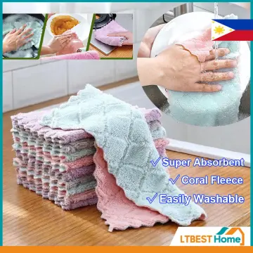 5Pcs Kitchen Cleaning Towels Cotton Dishcloth Super Absorbent Non-stick Oil  Reusable Cleaning Cloth Kitchen Daily