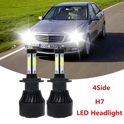 New หลอดไฟ 4 ด้าน H7 LED 6000K สีขาว สําหรับ Mercedes C Class W204 2007-2014 2 ชิ้น