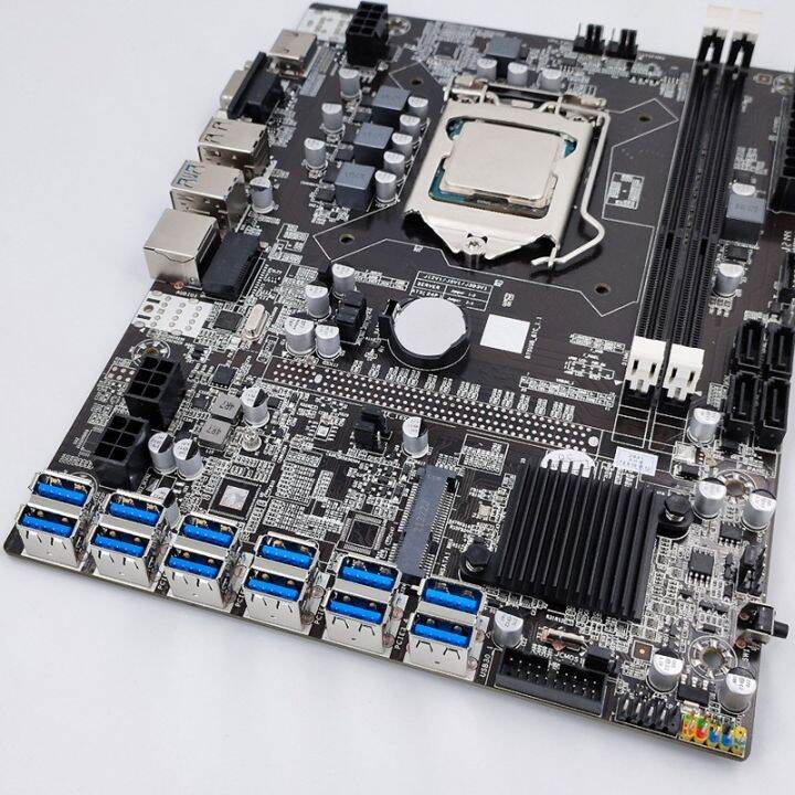 b75-eth-mining-motherboard-12-pcie-to-usb-g540-cpu-cooling-fan-switch-cable-sata-cable-ddr3-msata-lga1155-motherboard