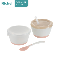 Richell(ริเชล) Meal Training set ถ้วยฝึกดูดหลอด&amp;ชุดชามป้อนอาหารเด็ก จับคู่สินค้าขายดีมารวมในชุดเดียว เหมาะสำหรับเด็กวัย 6 เดือนขึ้นไป