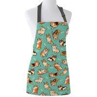 [TIN Household Products] Jolly Corgis In Green ผ้ากันเปื้อนปรับได้ Cooking Kitchen Restaurant Bar Chef Bib ผ้ากันเปื้อนผ้าใบ Unisex สำหรับผู้หญิงผู้ชาย Kids